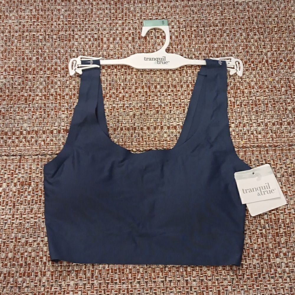 New T&T Scoop Neck Microfiber Matte Women's Navy Blue‎ Size Small Bra New